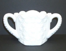 Vintage Milk Glass Hobstar Double Handled Sugar Bowl