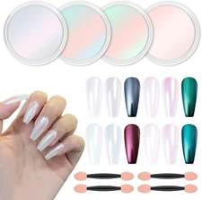 Chrome Nail Powder Metallic Mirror Glitter Effect Pigment Iridescent Aurora Merm