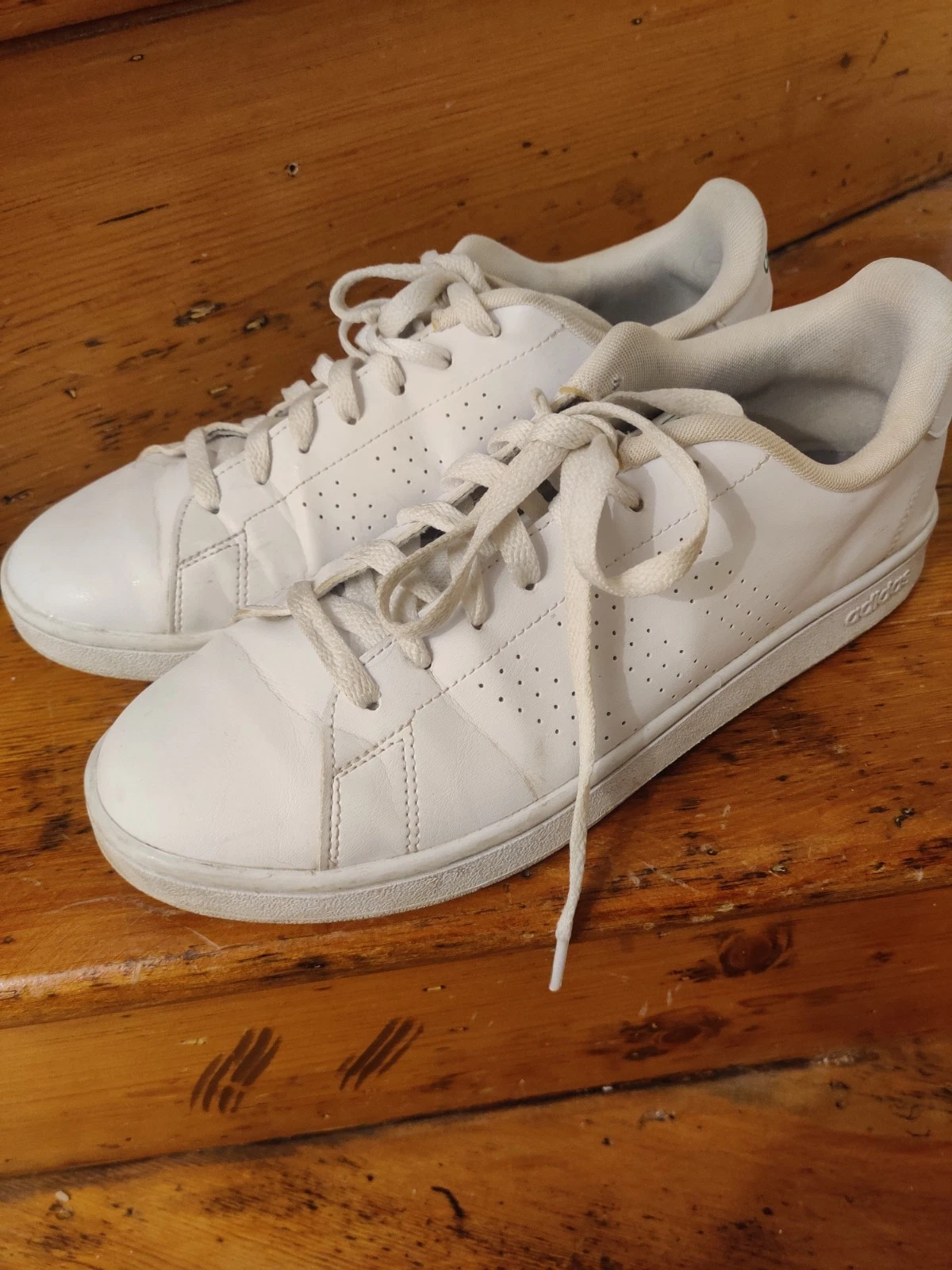 Adidas Sneakers Unisex Bianco Pelle Stringate Scarpe da Ginnastica Casual UK 9