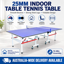 25mm Indoor Table Tennis Ping Pong Table Foldable Steel Legs w/ Net Set