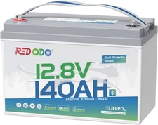 Redodo 12V 140Ah Bluetooth LiFePO4 Battery Dual Purpose for Marine, Solar, RV