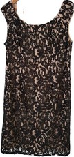 Adrianna Papell Womens Sz 16 Black Beige Lace Sheath Career Cocktail Party Dress