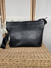 Emporio Armani EA7 black leather medium shoulder messenger bag