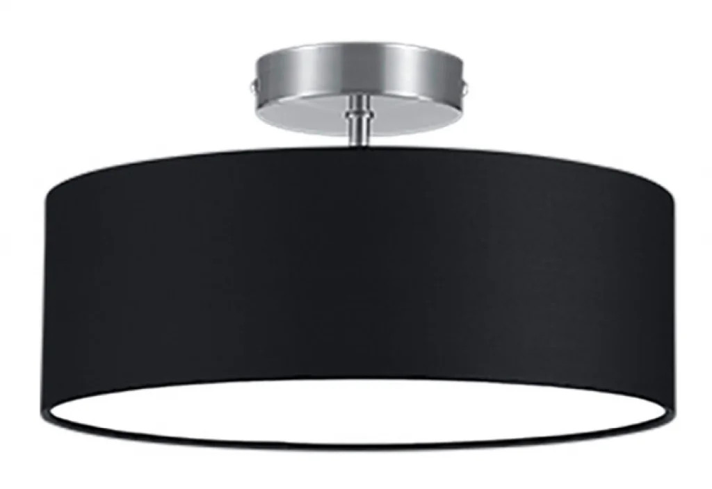 Ceiling Light Silver Hotel Matt Nickel Black Fabric Shade Trio 603900202