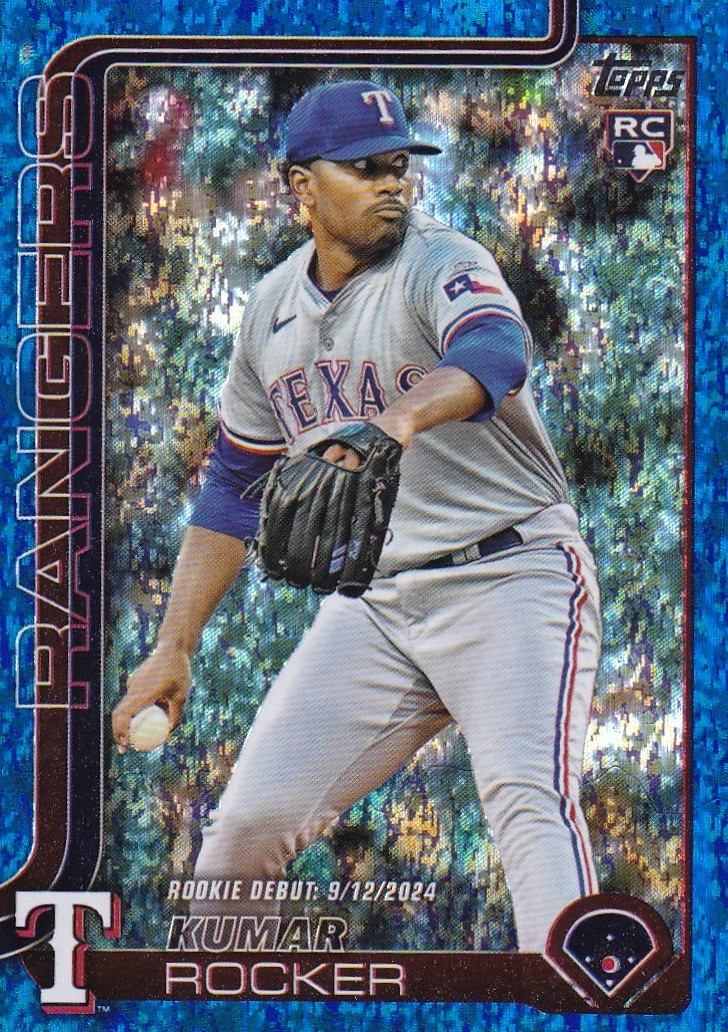 KUMAR ROCKER /150 TOPPS UPDATE ROOKIE BLUE HOLO FOIL RC RANGERS #US-264 2025 25