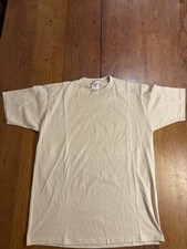 Vintage 90s JERZEES Made In USA Beige Blank T Shirt Large NWOT Unisex 