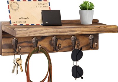 Key and Mail Holder Wall Mounted, Rustic Entryway Rack Organizer, Key, Bag, Mail