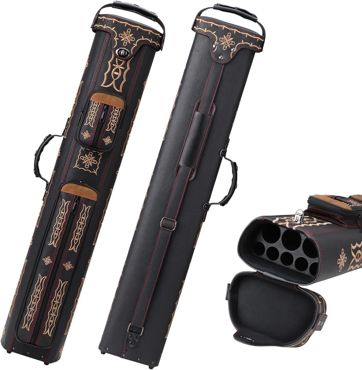 ビリヤード Billiards Cue Case / classic world map Pool Cue Case 3x5 Pool Stick Case with Multiple Pockets Holds 3