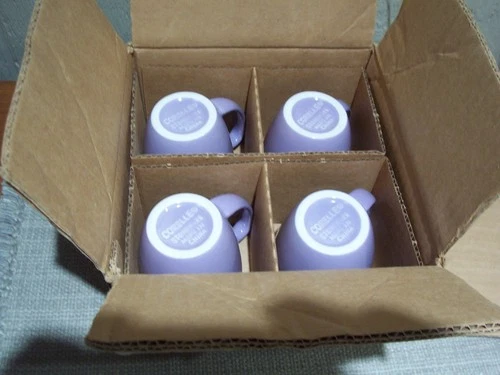 Corelle Stoneware Coffee Mugs  Lavender Purple - Set of 4 NEW in BOX