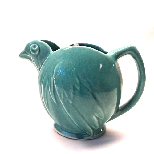 Vintage McCoy Teal Green Chicken Pitcher Creamer Mid Century Pottery