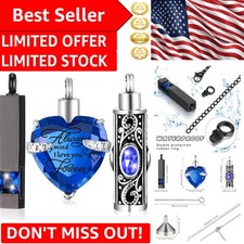Waterproof Stainless Steel 3-Piece Cremation Urn Necklace with Zircon Accents