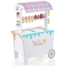 Kid's Ice Cream Cart Food Trunk Play Toy Set with Display Rack & Accessories