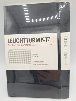 Leuchtturm 1917 A5 Notizbuch kariert 123 Seiten Schwarz Neu (P042)