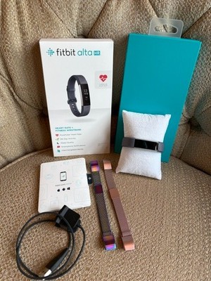 Fitbit Alta HR Wireless Fitness Tracker, Blue Gray Band w/Two Extra Bands