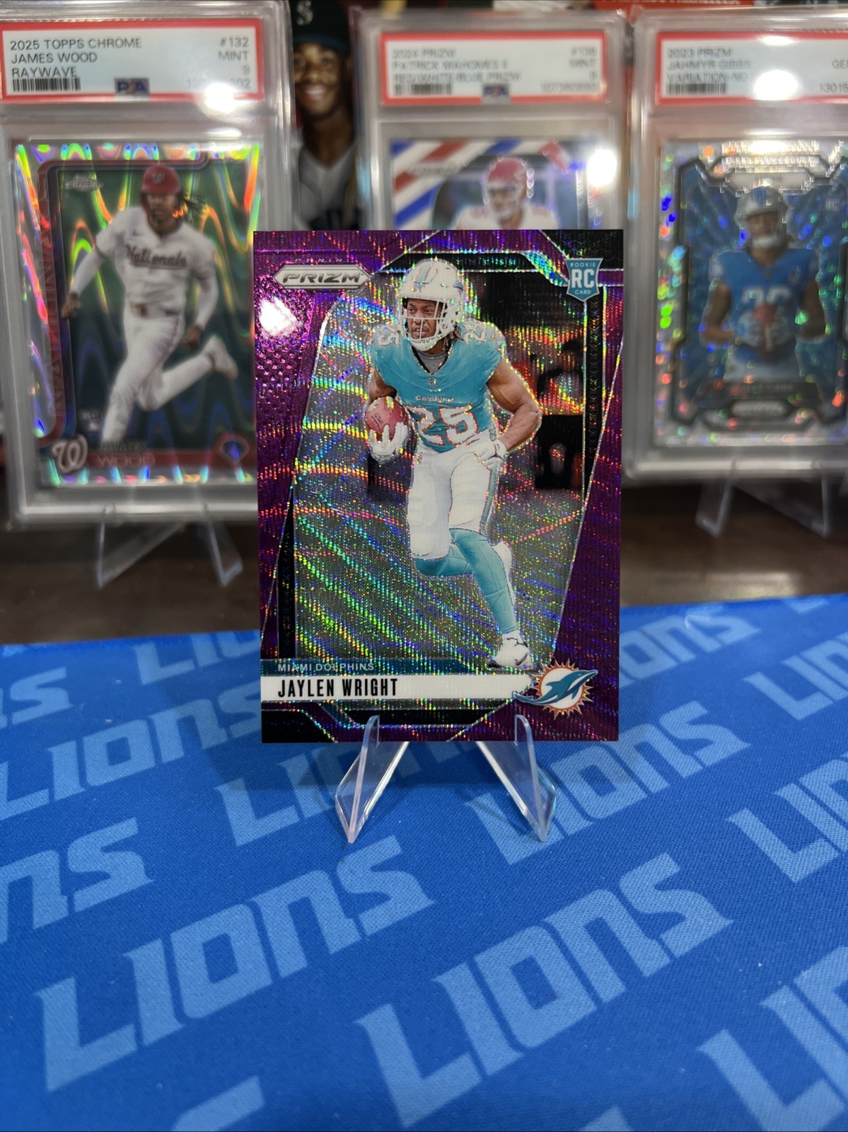 2024 Panini Prizm - Rookies Jaylen Wright #348 Purple Wave Prizm /99 (RC)