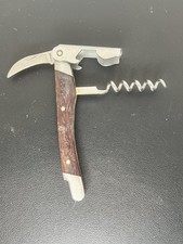 POCKET KNIFE CORK SCREW CAN OPENER DESIGN NR VGT Stainless And Wood Distressed