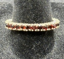 Vintage Sterling Silver Garnet Genuine Eternity Band Size 8.75 Z5
