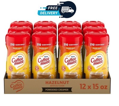 Nestle Coffee mate Coffee Creamer, Hazelnut, 15 oz Canister (Pack of 12)
