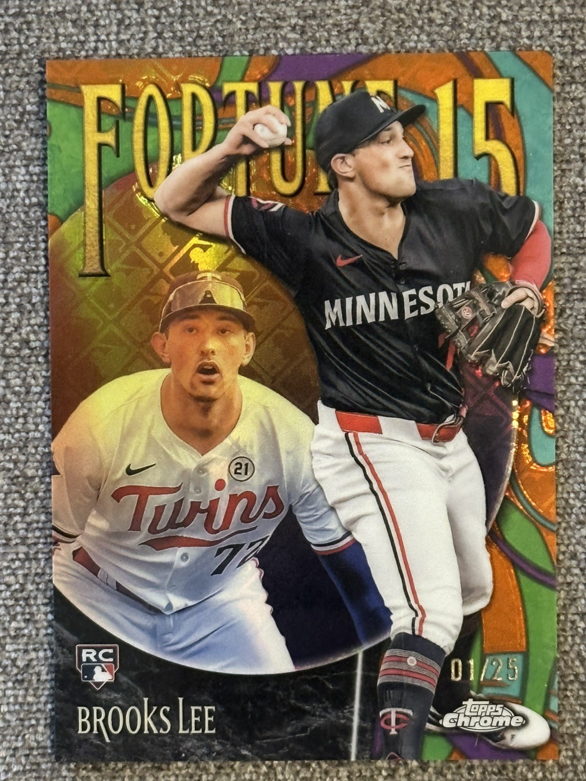 2025 Topps Chrome Fortune 15 Brooks Lee RC Minnesota Twins #F15-14 Orange 1/25