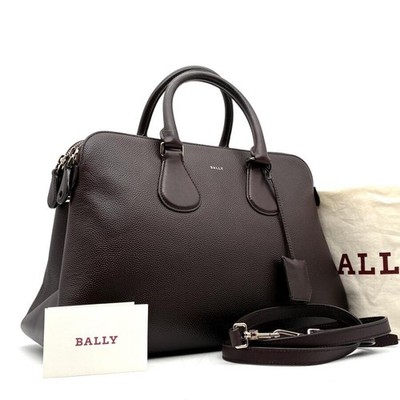 Bally Berkley 2 Way Leather Handbag Bordeaux Brown Shoulder Bag with Strap Key
