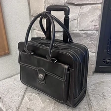 Samsonite Heritage Travelware Leather Rolling 15.4” Laptop Bag Briefcase Wheeled