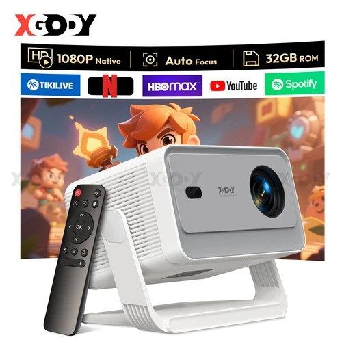 XGODY Smart 4K FHD Projector 25000LMS WiFi AutoFocus Video Home Theater 32GB US