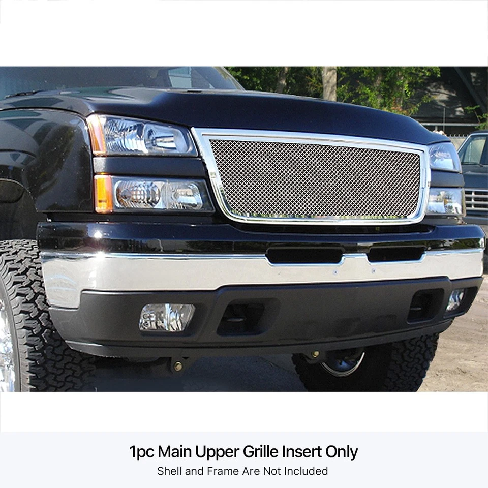 Se adapta a 05-06 Chevy Silverado 2500 3500 HD/07 clásico principal superior rejilla de malla cromada Foto 3 de 3