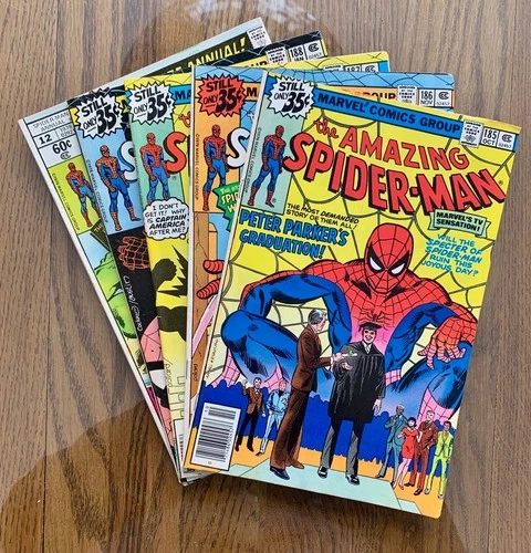 5 Bronze Age Marvel 1978 SPIDER-MAN - #s 185, 186, 187, 188 + Annual #12 - Lot 2