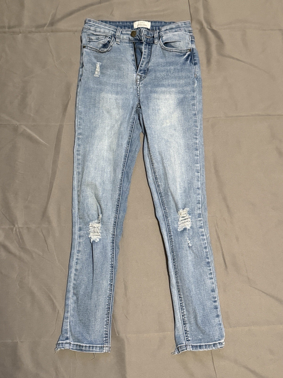 SKINNY FRIES Women's Skinny Jeans Blue Denim Distressed Stretch Cotton-image