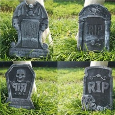 4pcs Halloween Foam RIP Graveyard Tombstone Decor Skeleton Tomb Haunted House