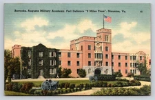 Vintage Linen Postcard Augusta Military Academy Barracks Staunton VA