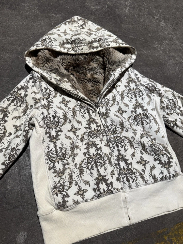 Vintage Miss Me Fur Lined Zip Up Hoodie Size Large  - Image 4 of 4