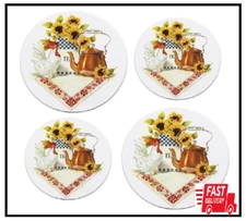 Reston Lloyd Electric Stove Burner Covers, Set of 4, Rooster & Copper Kettle
