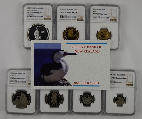New Zealand - 2000 - Annual Proof Coin Set - NGC Graded - Pied Cormorant - Picture 3 of 3