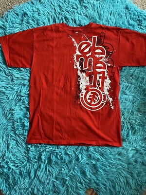 Vintage Element Skateboards Red Graffiti Paint Splatter Shirt
