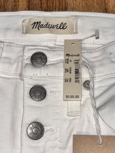 $ 135 Neu mit Etikett Madewell Damenjeans 10" hoher Bund weiß Skinny Knopfleiste Jeans 23 - Bild 5 von 13