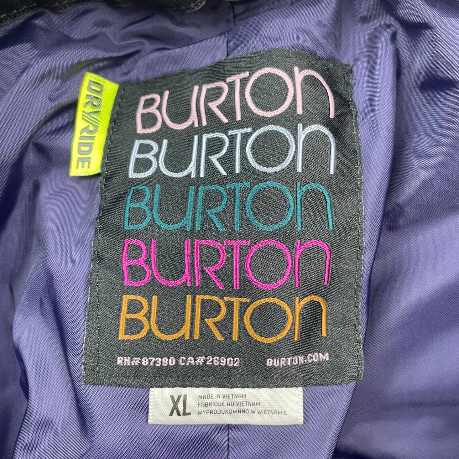 burton dryride insulated ski snow gingham pants
