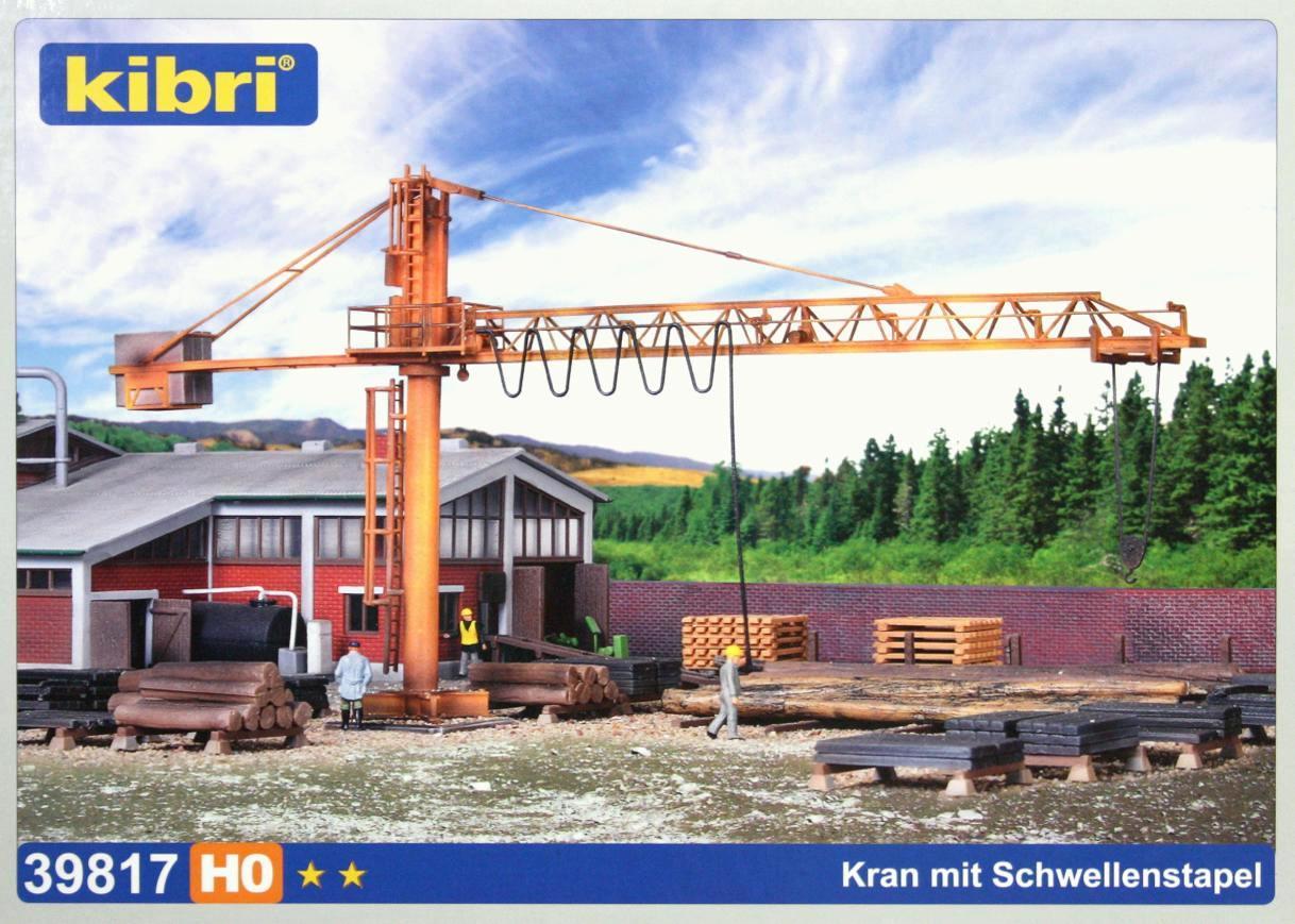 Kibri 39817 ( 9817 ) Spur H0 -- Kran mit Schwellenstapel NEU und OVP