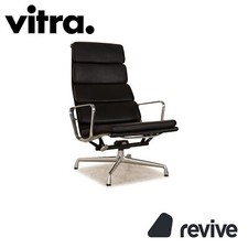 Vitra EA 222 Soft Pad Lounge Chair Leder Sessel Schwarz manuelle Funktion