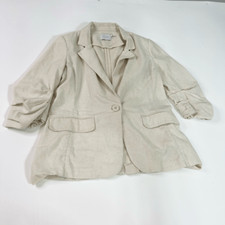 Lush Jacket Women Medium Lapel Notched Long Sleeve Single Button Blazer Cream
