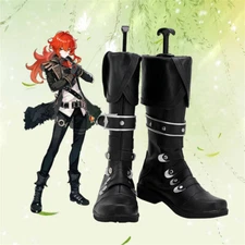 Anime Genshin Impact Diluc Ragnvindr Cosplay Costume Shoes Leather Long Boots 