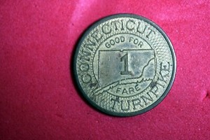Connecticut Turnpike Token Good For One Fare Transit Coin! #N03694