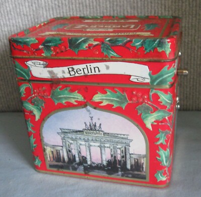 Vintage Lambertz Musical Wind-Up Tin Music Box ''Rudolph the Red Nose Reindeer''
