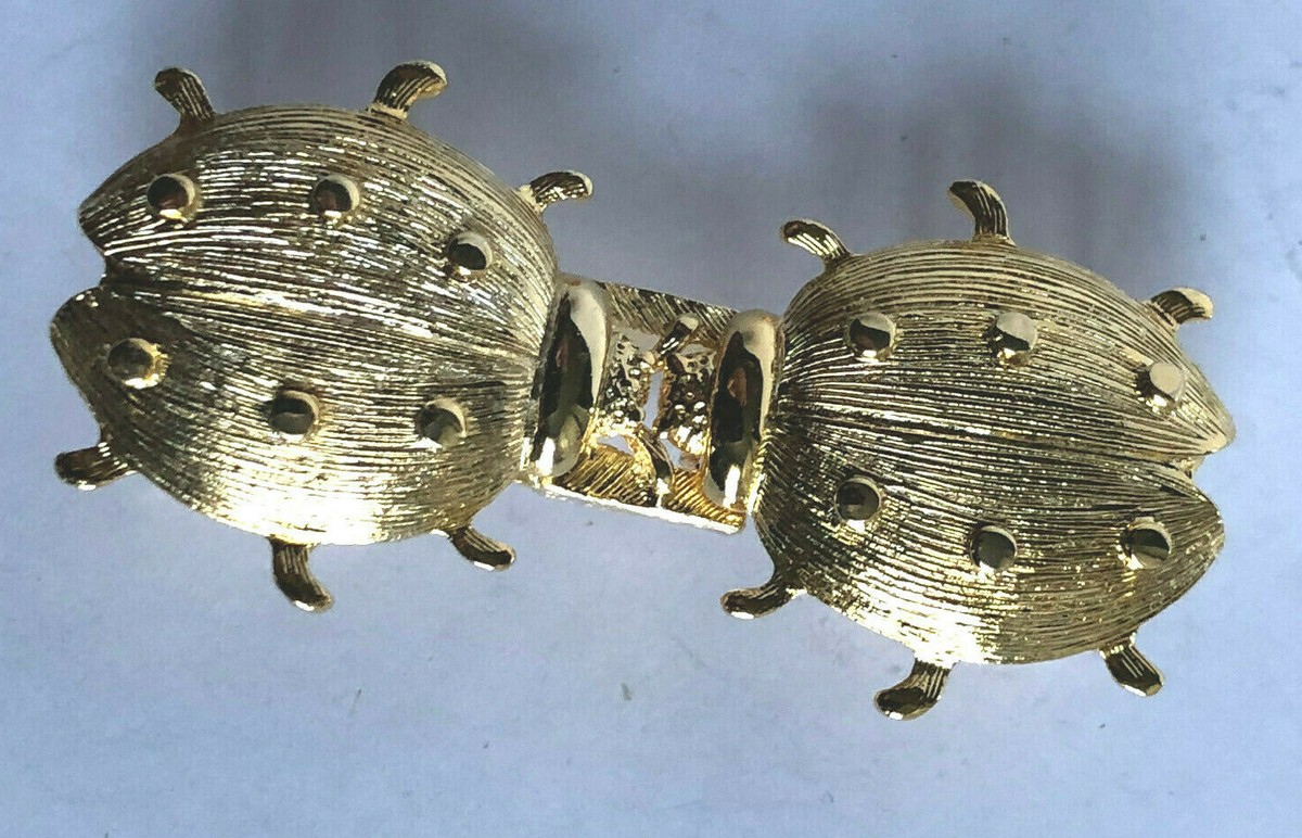 Vintage Signed Jeanne Gold Tone Two ladybugs clasp/ Belt  display picture 2