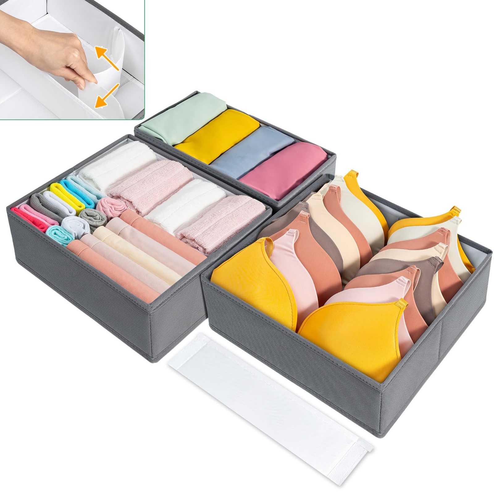 Adjustable Divider Underwear Drawer Organizer, Closet Organizers and Storage ...