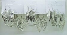 wholesale lot 18 Pairs/6 card Silver Tone hoop/dangle fashion jewelry earrings