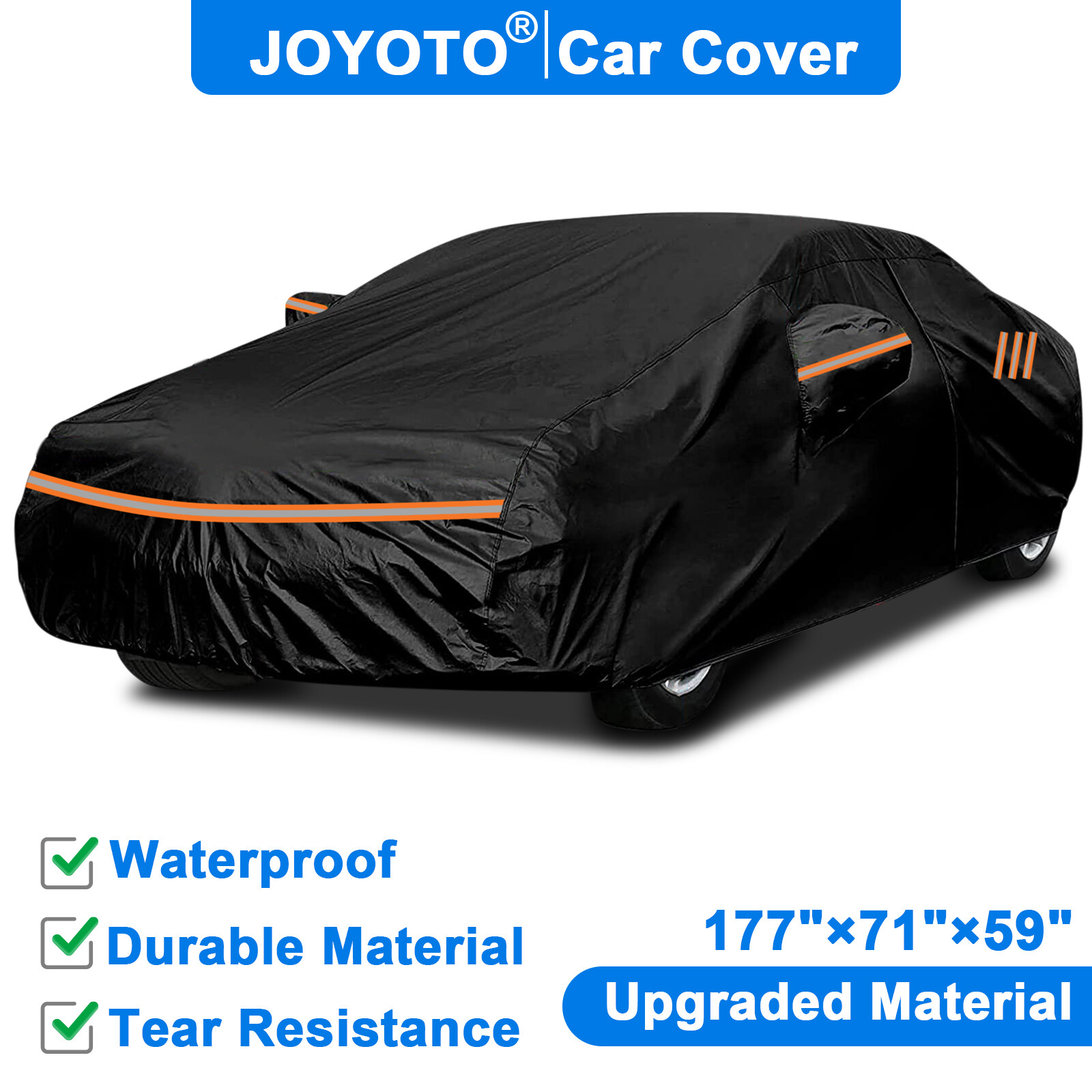 177'' Waterproof Sedan Car Cover Rain Sun Protection All Weather