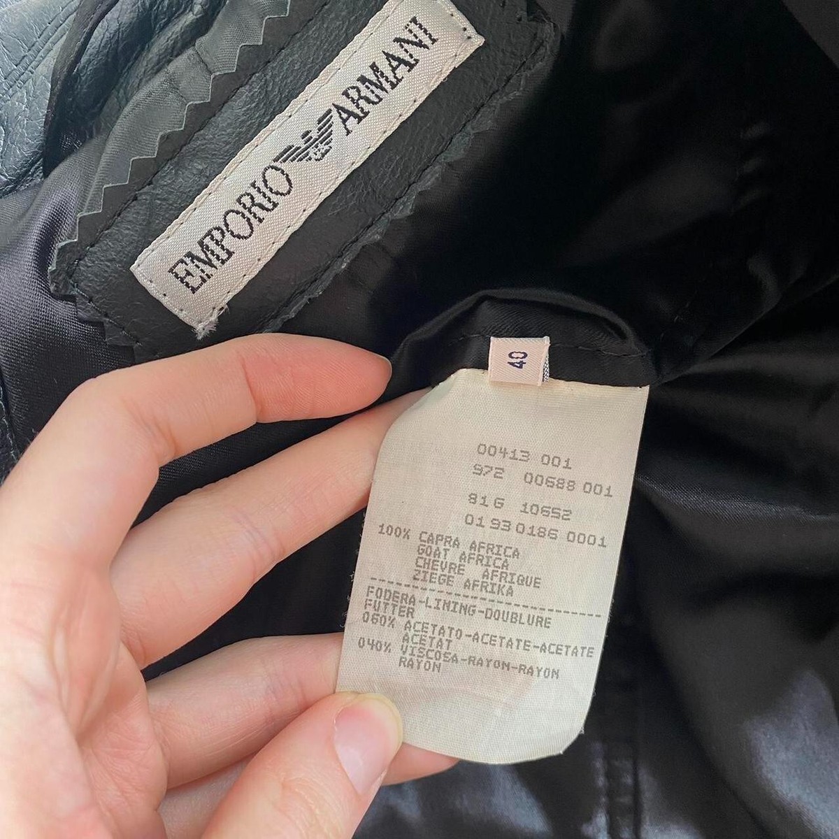 Emporio Armani vintage 90s black genuine leather short trench