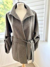 Paul & Joe Grey Wrap Coat Belt Wool Angora Blend - 38 Gathered Sleeves Designer