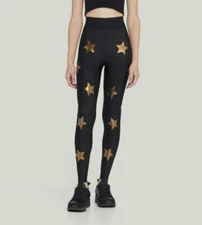 $198 Ultracor Women's Black Lux Knockout Star-Print Ankle Legging Pants Size M